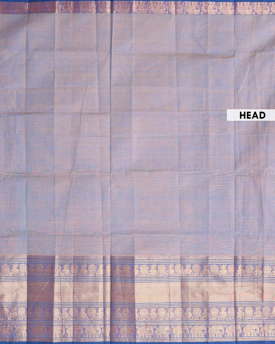 Traditional Venkatagiri Cotton Saree with Plain Body and Intricate Zari Woven Peacock Elephant & Floral Motif Border - Light Blue