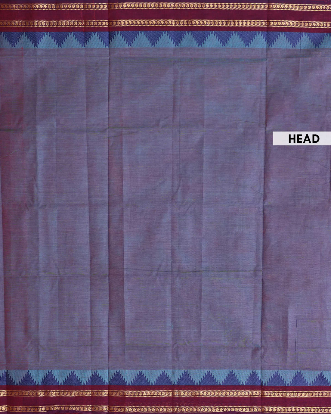 Traditional Venkatagiri Cotton Saree with Plain Body and Intricate Geometric & Woven Zari Border - Blue