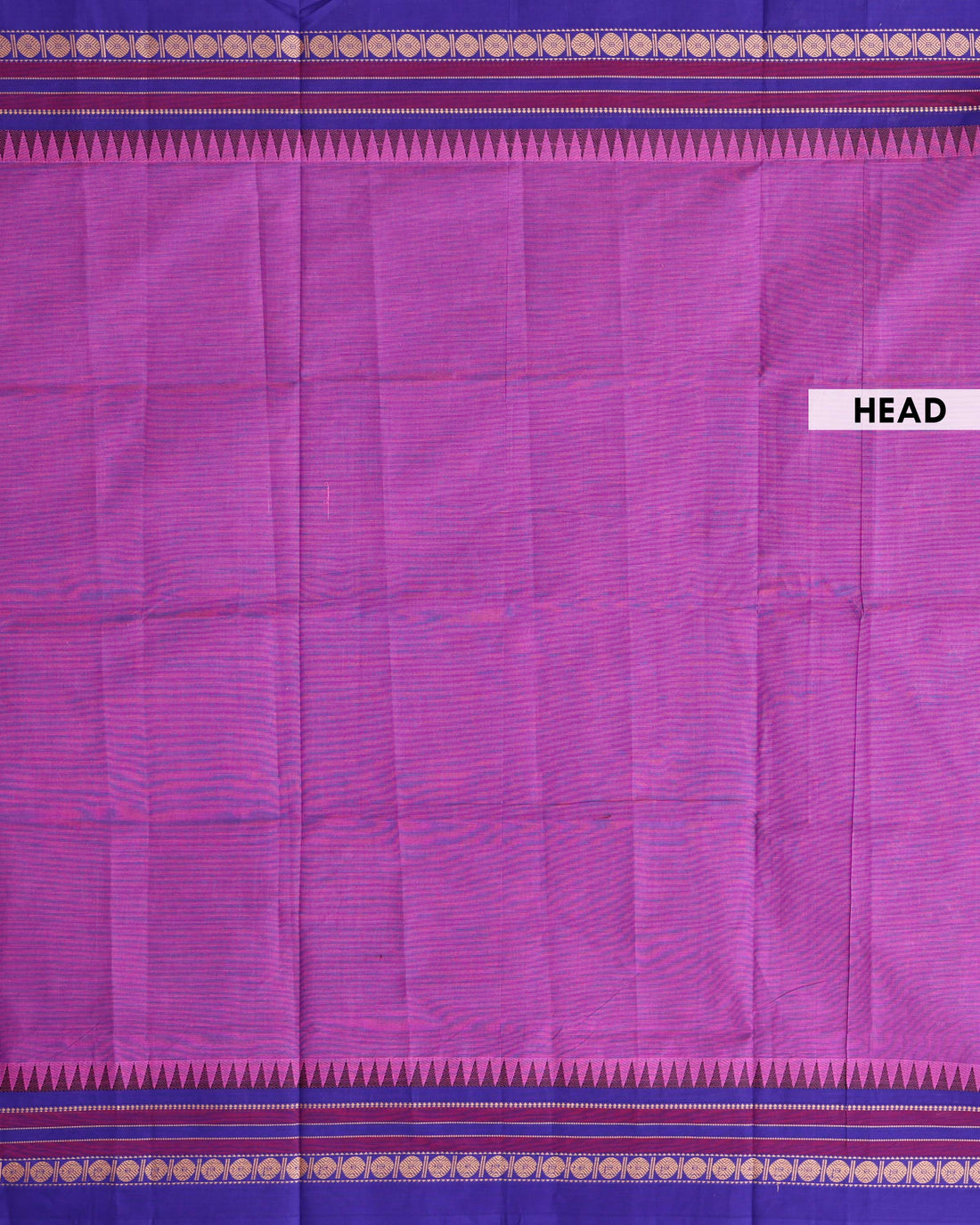 Traditional Venkatagiri Cotton Saree with Plain Body and Intricate Zari Woven & Striped Motif Border - Purple