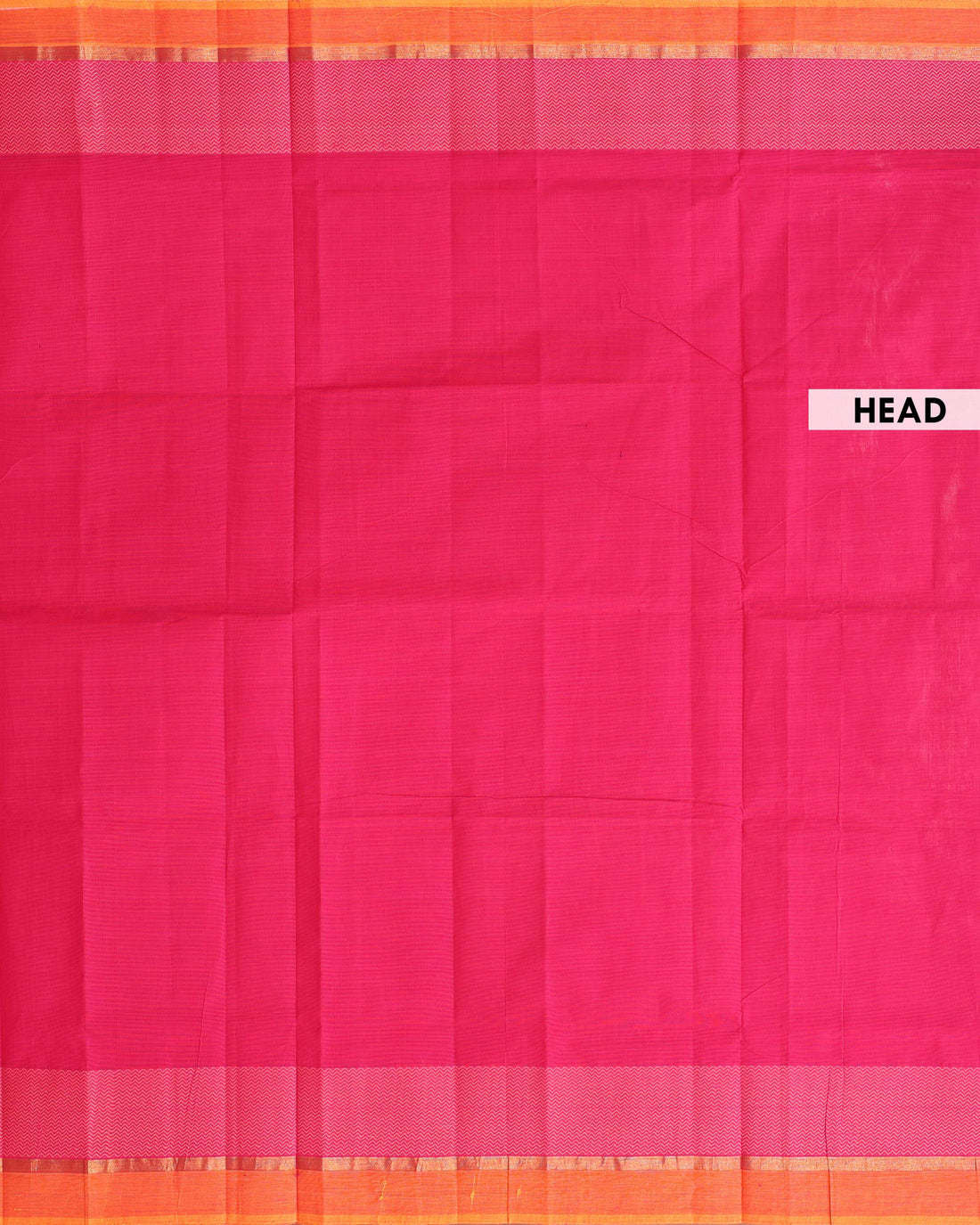 Traditional Handloom Venkatagiri Cotton Saree with Plain Body and Zari Woven Chevron Pattern Border  - Pink