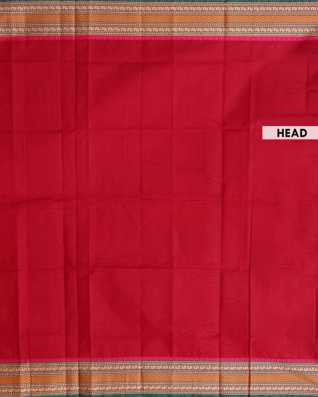 Traditional Handloom Venkatagiri Cotton Saree with Plain Body and Zari Woven Contrast Border - Red