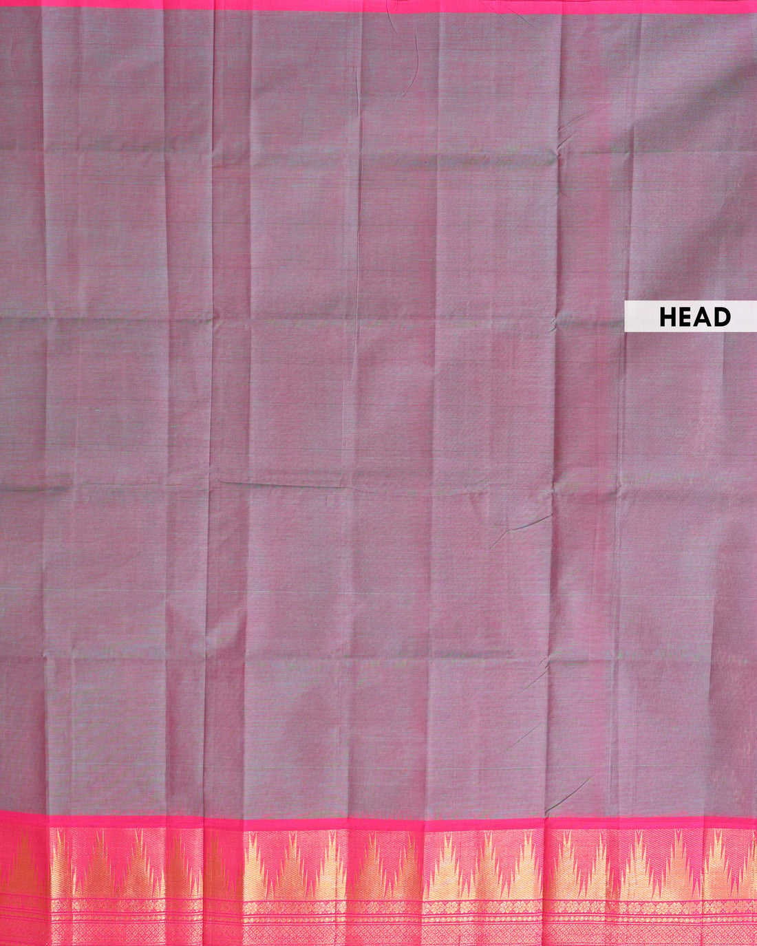 Traditional Venkatagiri Cotton Saree with Plain Body and Zari Woven Temple Motif Border - Double Shade