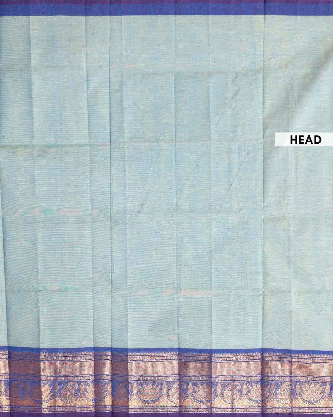 Traditional Handloom Venkatagiri Cotton Saree with Plain Body and Zari Woven Floral Temple Border - Light Green