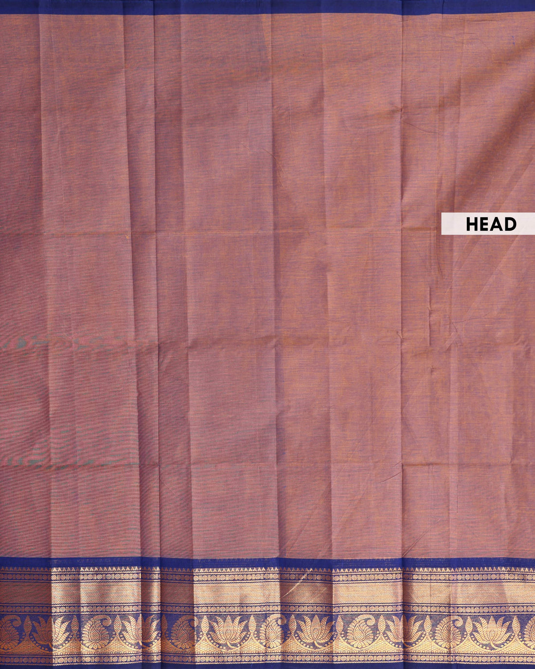 Traditional Handloom Venkatagiri Cotton Saree with Plain Body and Zari Woven Floral Temple Border - Brown