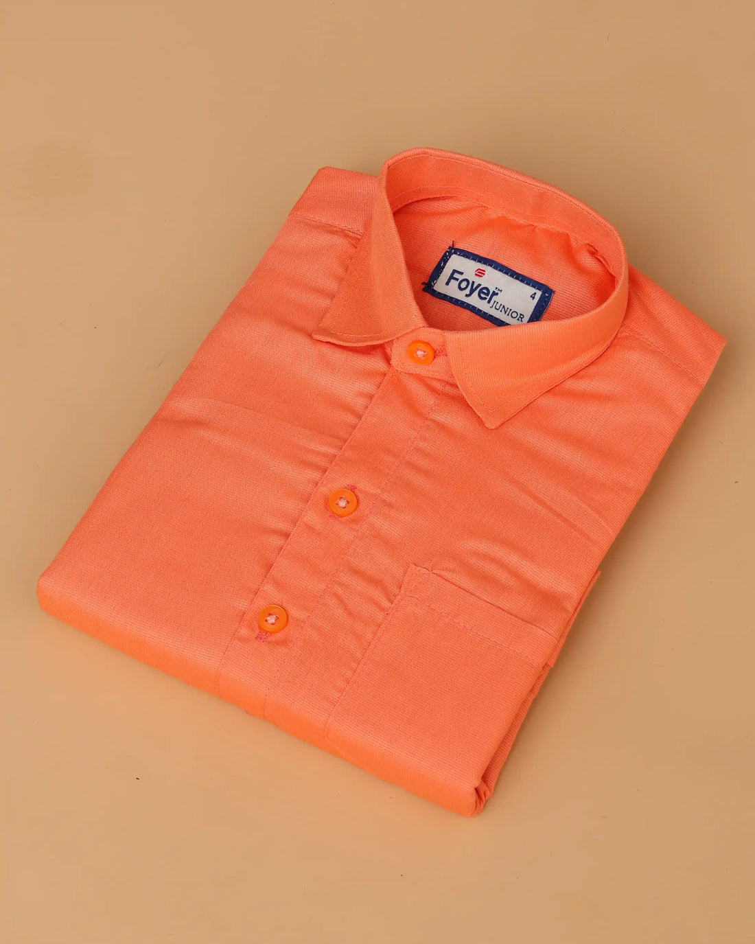 Boys’ Shirt and Traditional Dhoti Set with Collared Shirt and Contrast Dhoti Border – Orange
