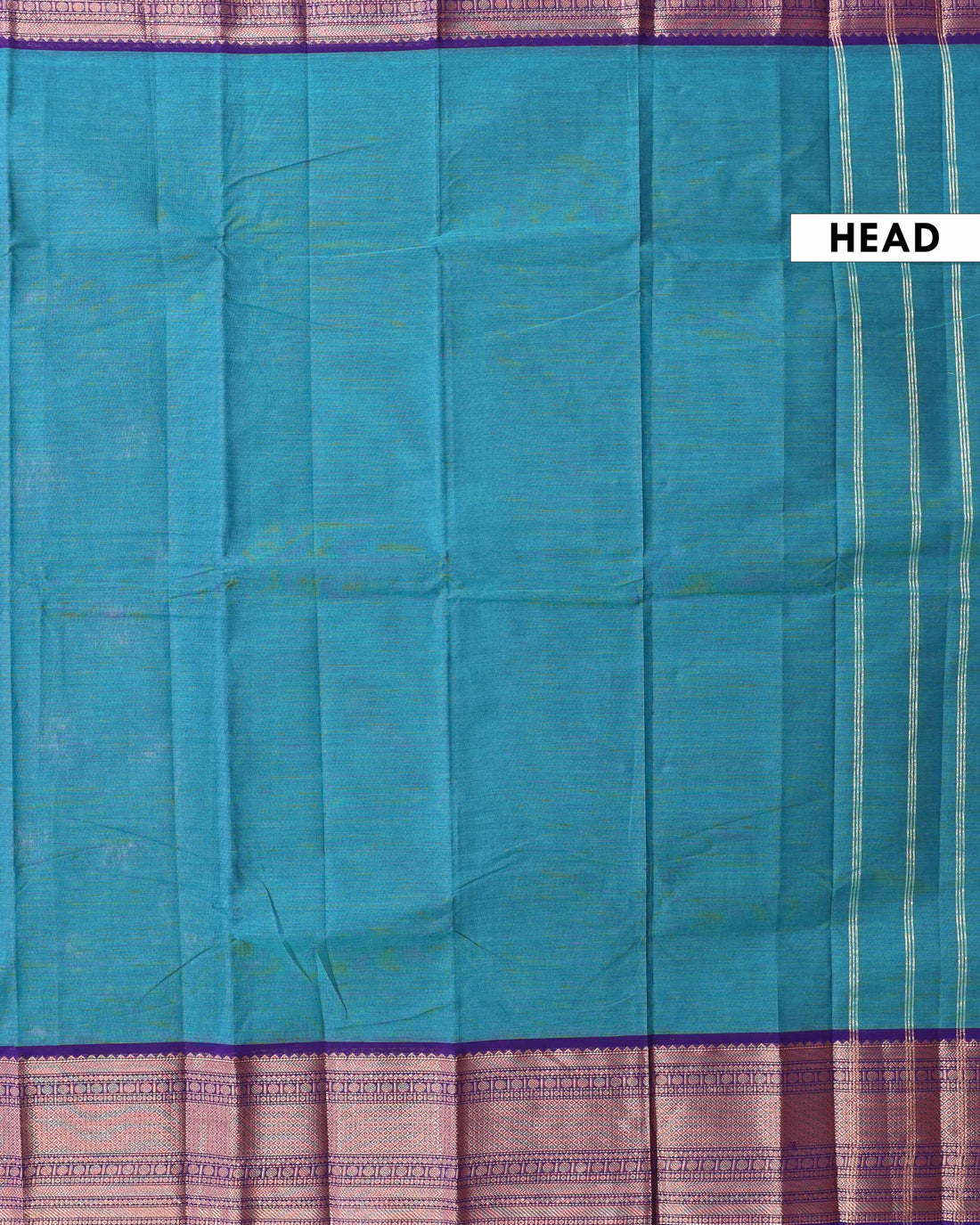 Traditional Chettinad Cotton Saree with Plain Body and Intricate Zari Woven Border - Sky Blue