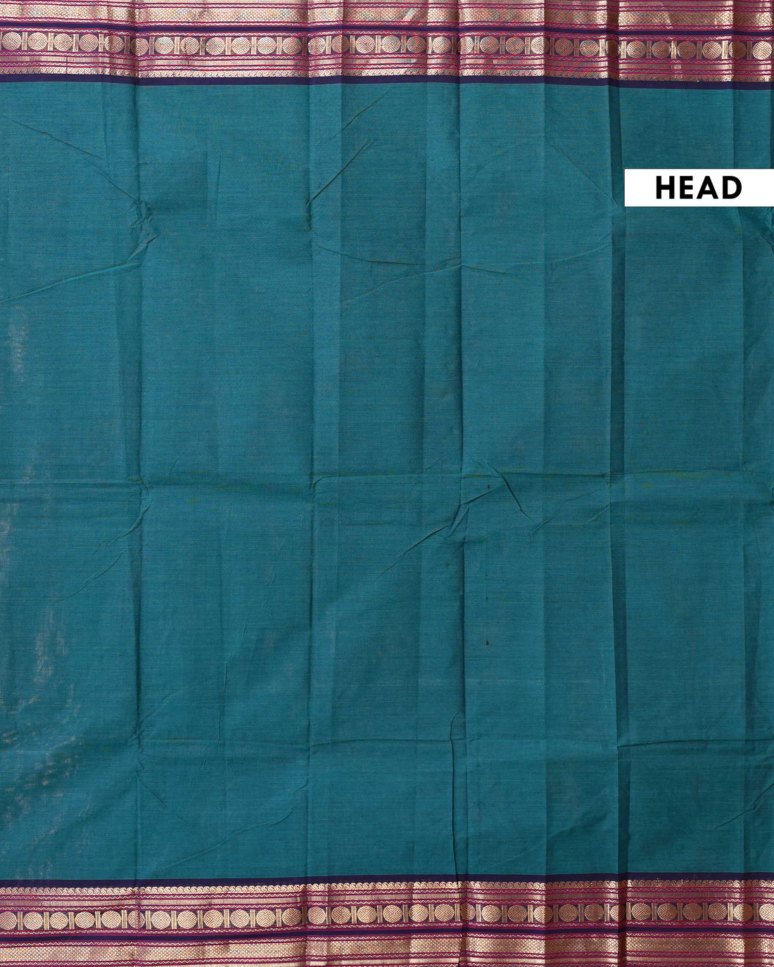 Traditional Chettinad Cotton Handloom Saree with Zari Woven Border - Peacock Green