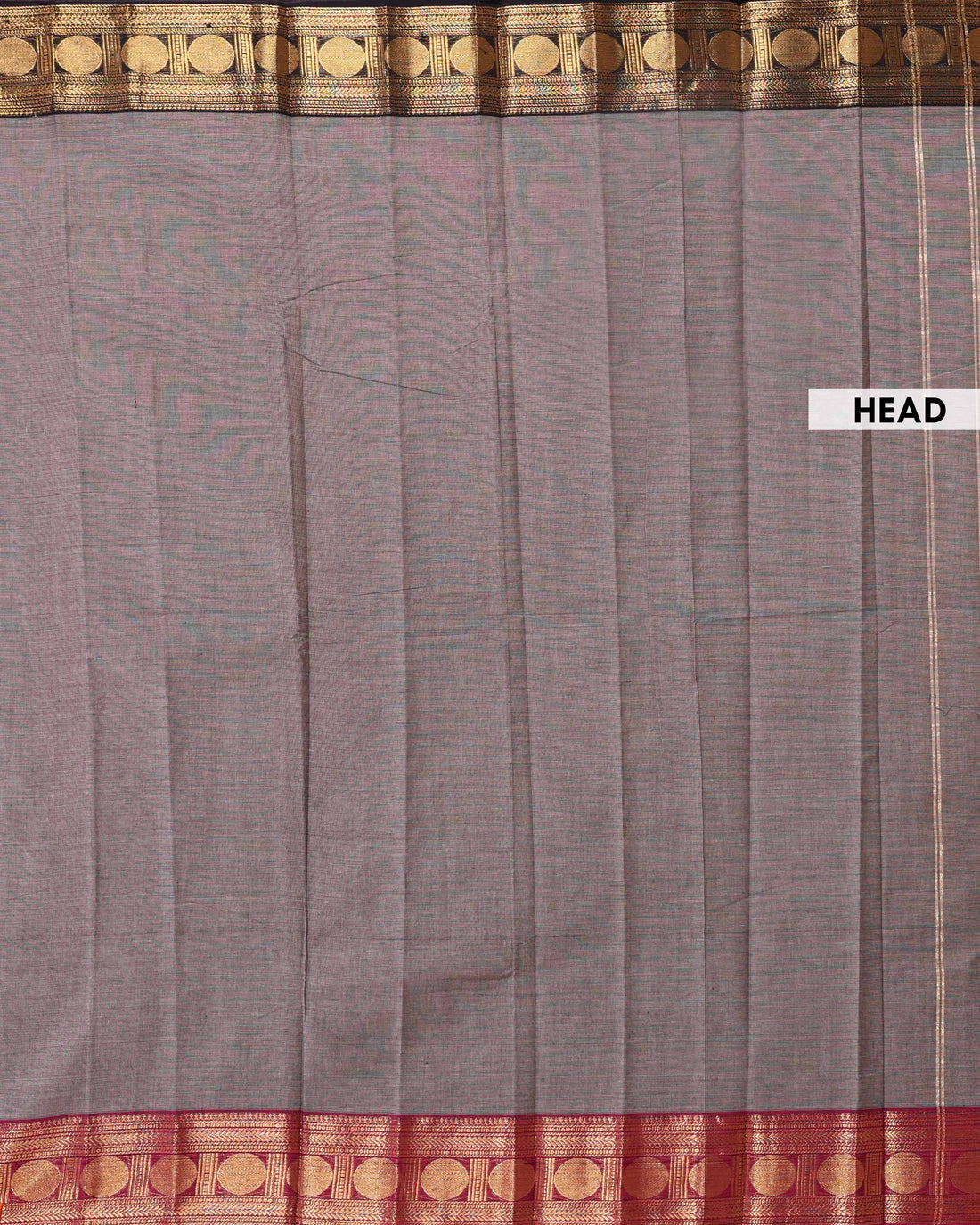 Elegant Handloom Chettinad Cotton Saree with Plain Body and Zari Woven Ganga Jamuna Border - Grey