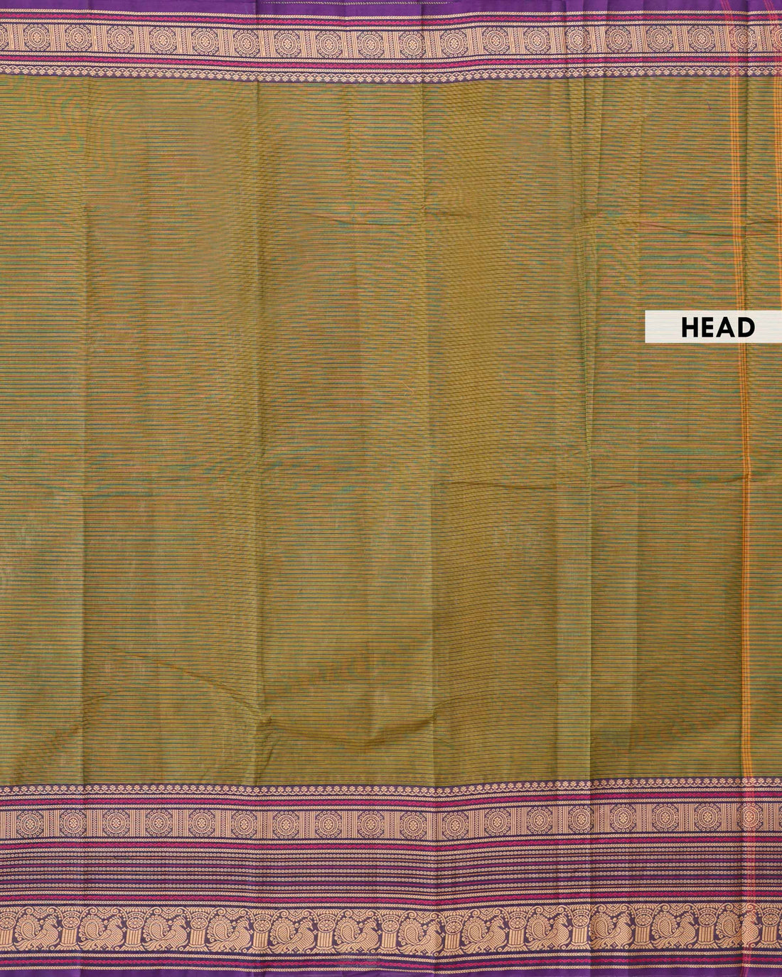 Elegant Handloom Chettinad Cotton Saree with Plain Body and Thread Woven Border - Green