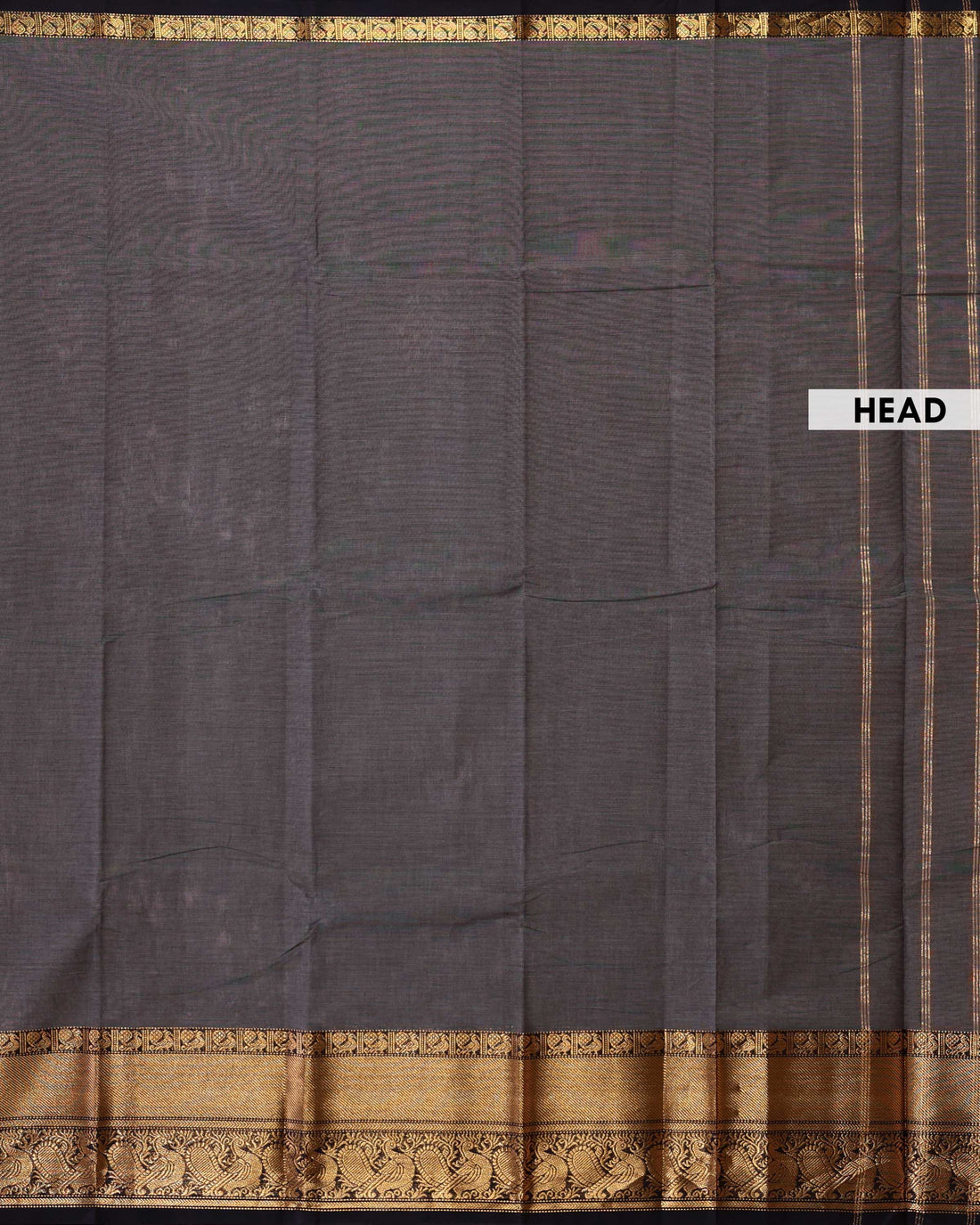 Elegant Handloom Chettinad Cotton Saree with Plain Body and Woven Zari Border - Grey