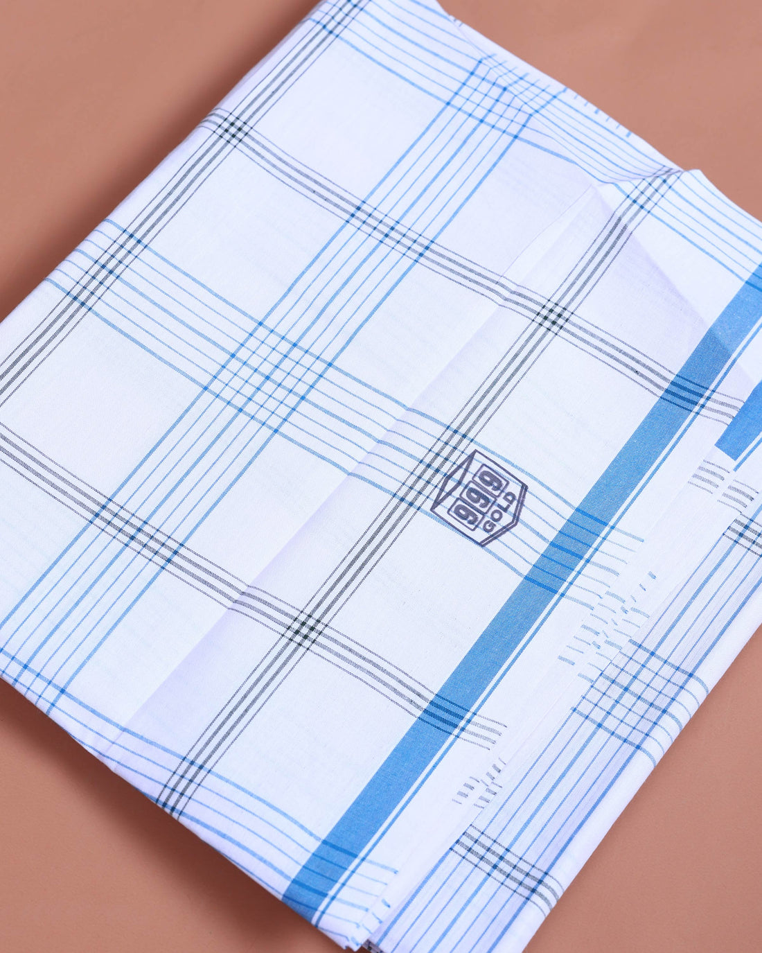 999 Brand Men’s Premium Cotton Checked Stitched Lungi 2.10 Meter Length - White