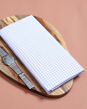 999 Brand Men’s Premium Cotton Checked Stitched Lungi 2.10 Meter Length - White