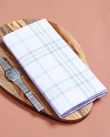 999 Brand Men’s Premium Cotton Checked Stitched Lungi 2.10 Meter Length - White