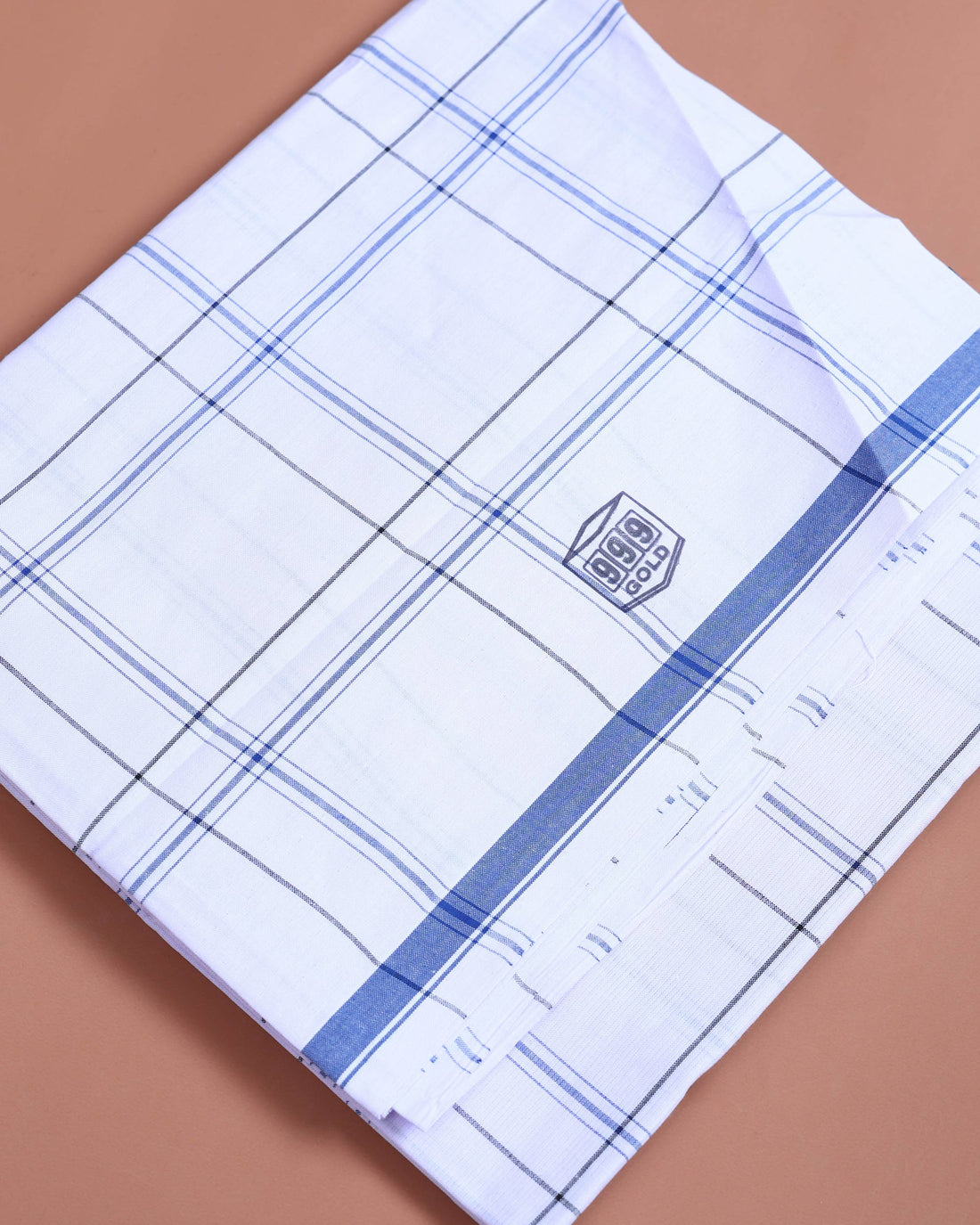 999 Brand Men’s Premium Cotton Checked Stitched Lungi 2.10 Meter Length - White