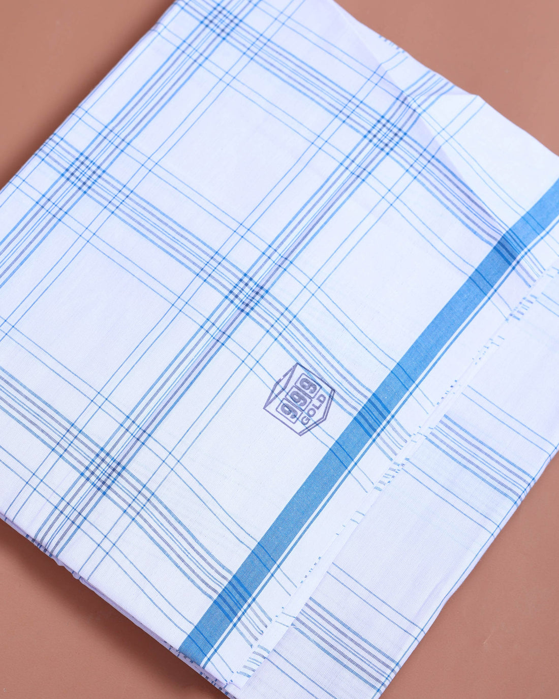 999 Brand Men’s Premium Cotton Checked Stitched Lungi 2.10 Meter Length - White