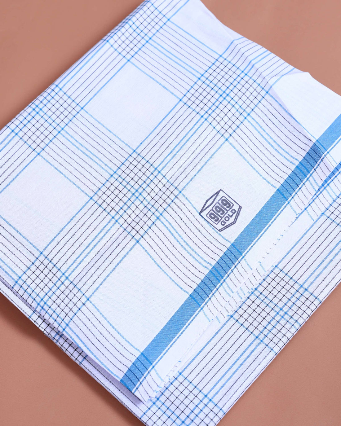 999 Brand Men’s Premium Cotton Striped Stitched Lungi 2.10 Meter Length - White