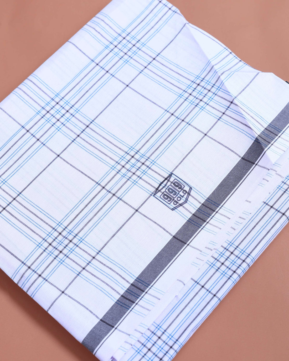 999 Brand Men’s Premium Cotton Checked Stitched Lungi 2.10 Meter Length - White
