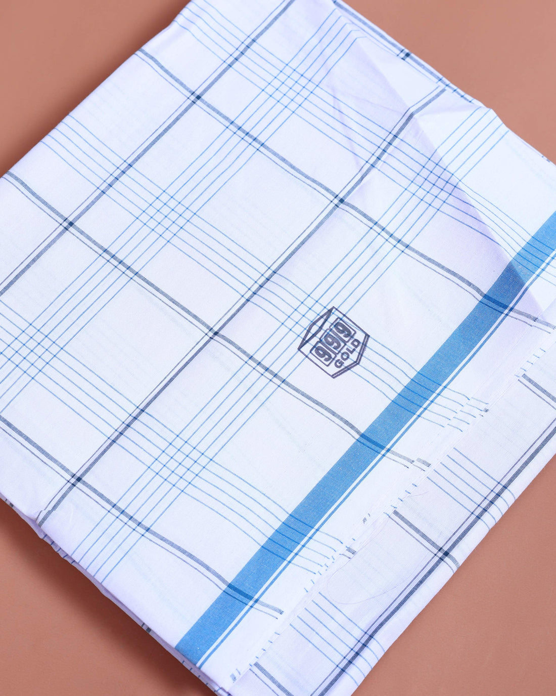 999 Brand Men’s Premium Cotton Checked Stitched Lungi 2.10 Meter Length - White