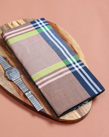 999 Brand Men’s Premium Cotton Striped Stitched Lungi 2.10 Meter Length - Multi