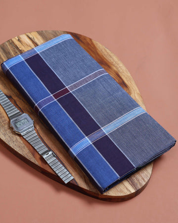 999 Brand Men’s Premium Cotton Checked Stitched Lungi 2.10 Meter Length - Multi