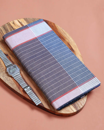 999 Brand Men’s Premium Cotton Striped Stitched Lungi 2.10 Meter Length - Multi