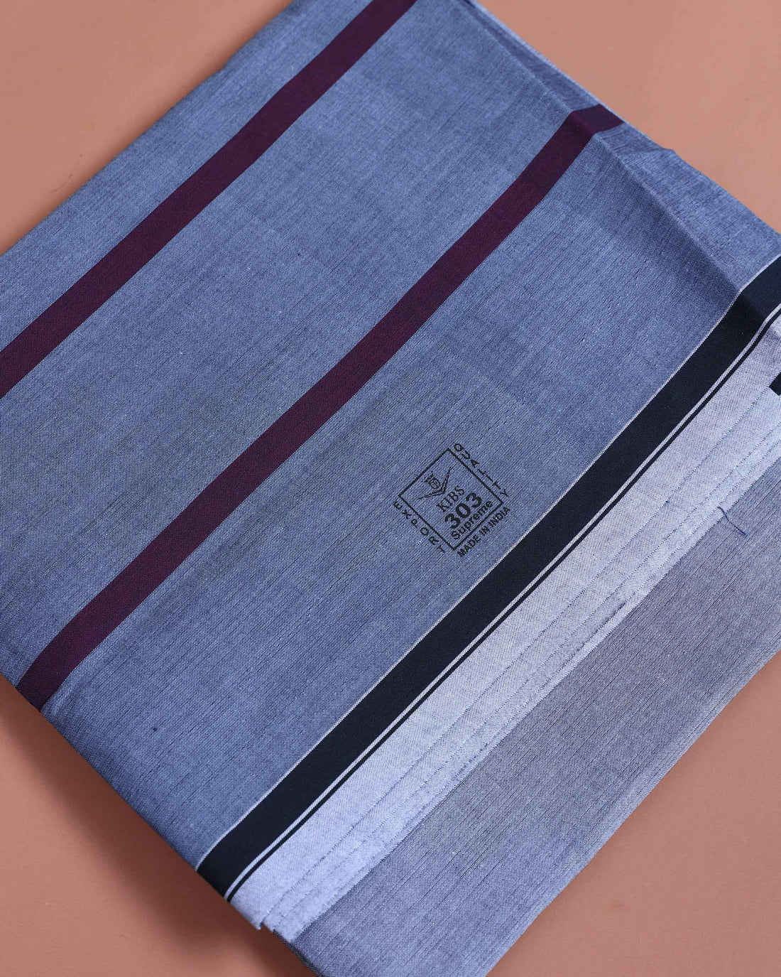 Kibs Brand Men’s Premium Cotton Solid Stitched Lungi 2.15 Meter Length - Light Grey