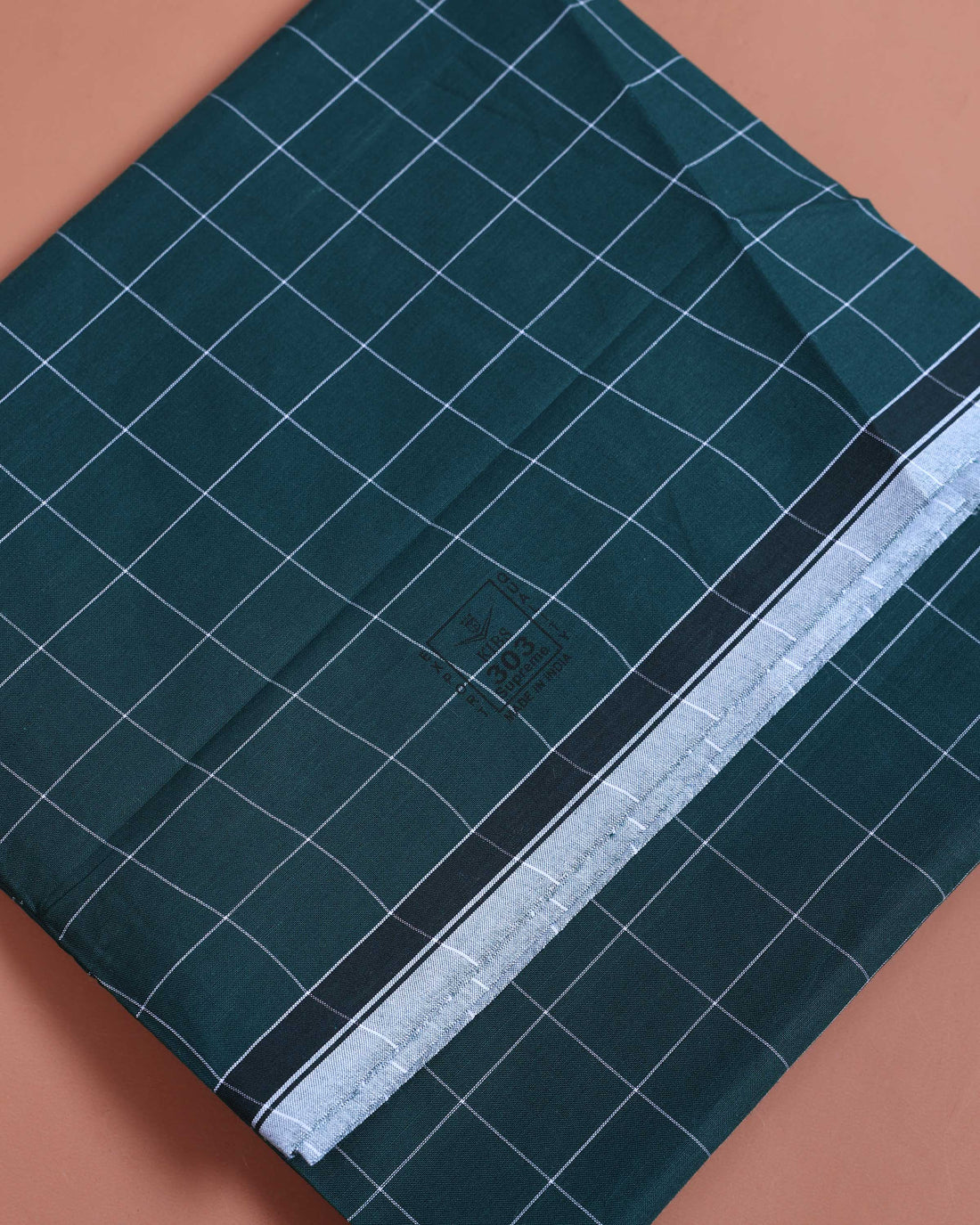 Kibs Brand Men’s Premium Cotton Checked Stitched Lungi 2.15 Meter Length - Dark Green