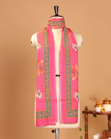 Traditional Digital Printed Floral Women's Stole - Pink
