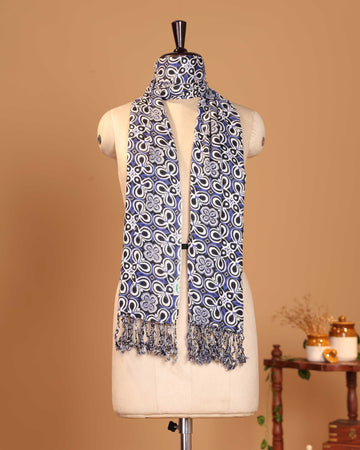 Classic Floral Inspired Women's Stole - Blue