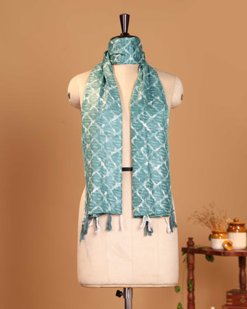 Elegant Women’s Shibori Inspired Printed Lightweight Stole - Green