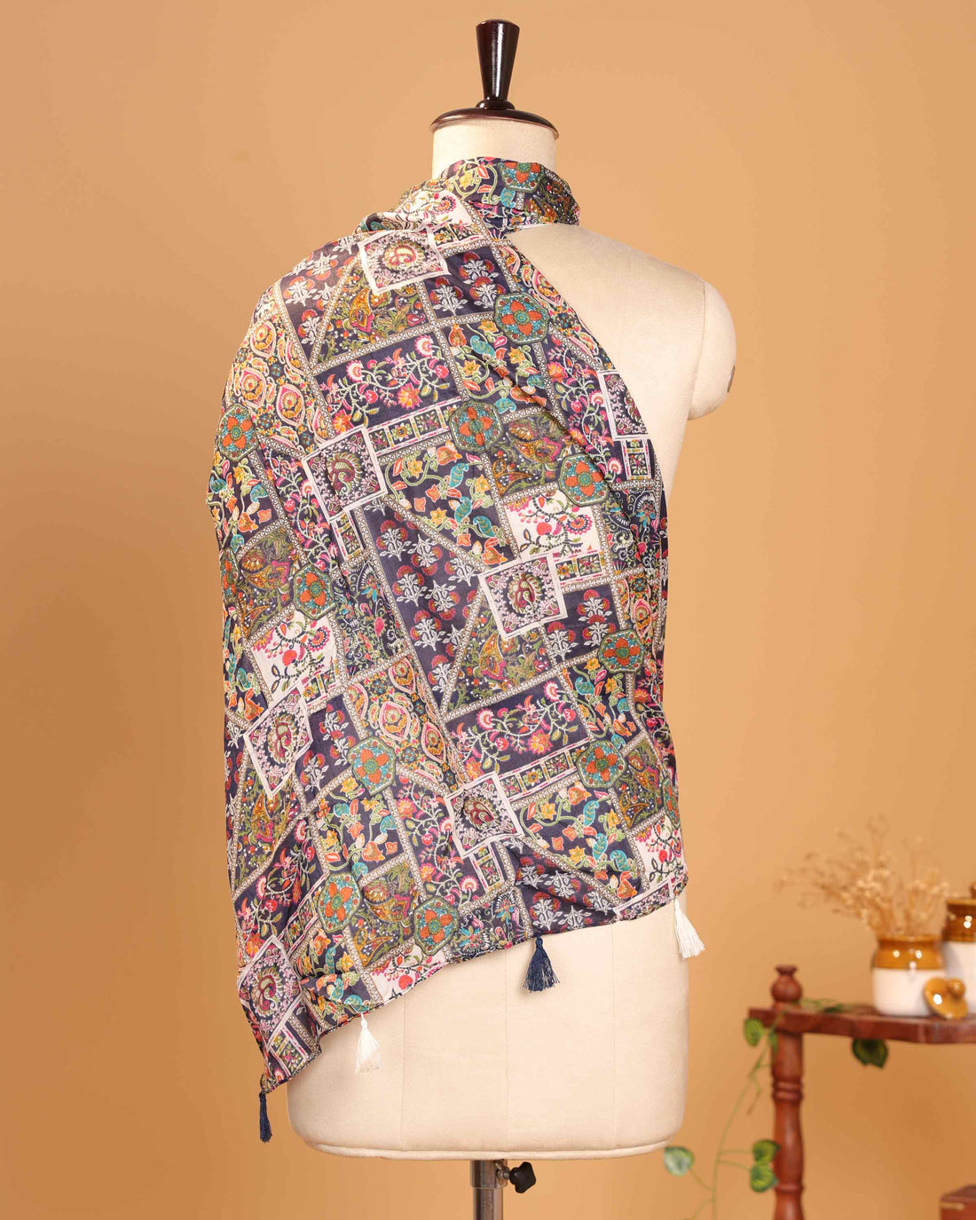 Elegant Women’s Dupatta with All Over Paisley & Floral Motifs and Decorative Tasselled Ends - Multi