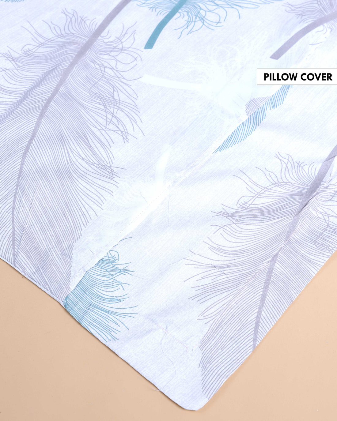 Feather Print Design Bed Cover with Matching Pillow Cover Set - Multi