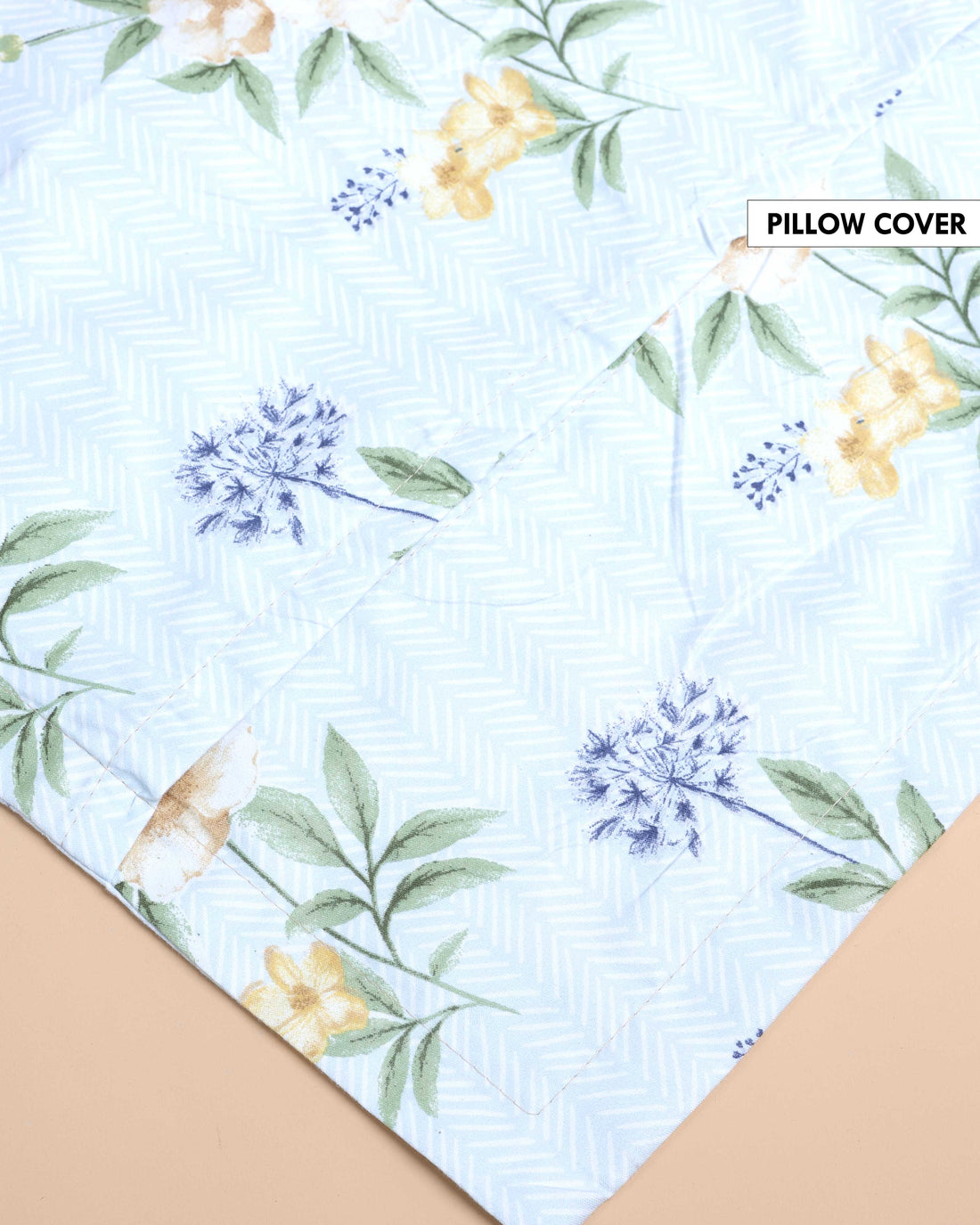 Floral Print Design Bed Cover with Matching Pillow Cover Set - Green
