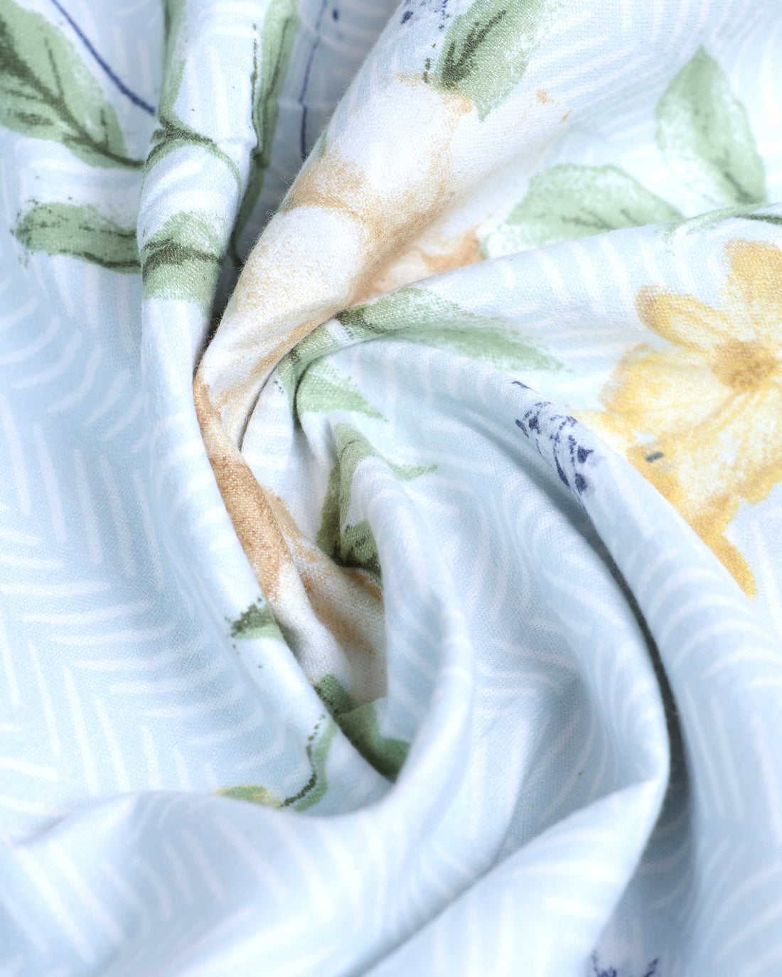 Floral Print Design Queen Size Bed Cover with Matching Pillow Cover Set - Green