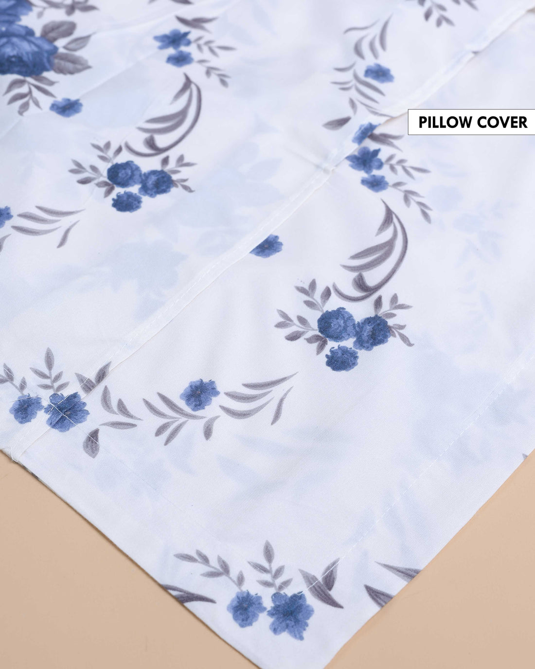 Floral Print Design Bed Cover with Matching Pillow Cover Set - White