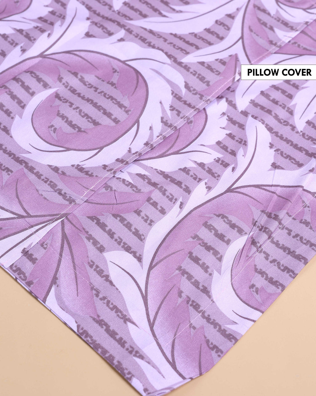 Leafy Scroll Print Design Bed Cover with Matching Pillow Cover Set - Onion Pink