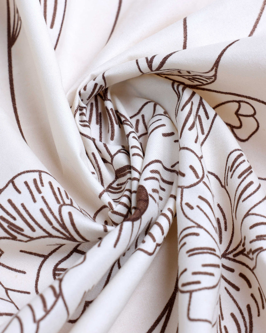 Floral Print Design Queen Size Bed Cover with Matching Pillow Cover Set - Cream