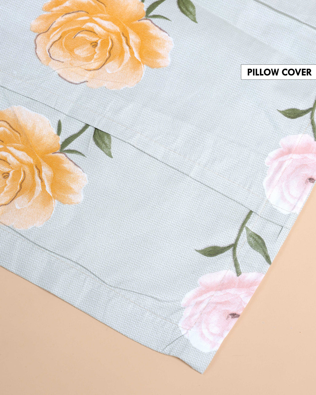 Floral Print Design Bed Cover with Matching Pillow Cover Set - Green