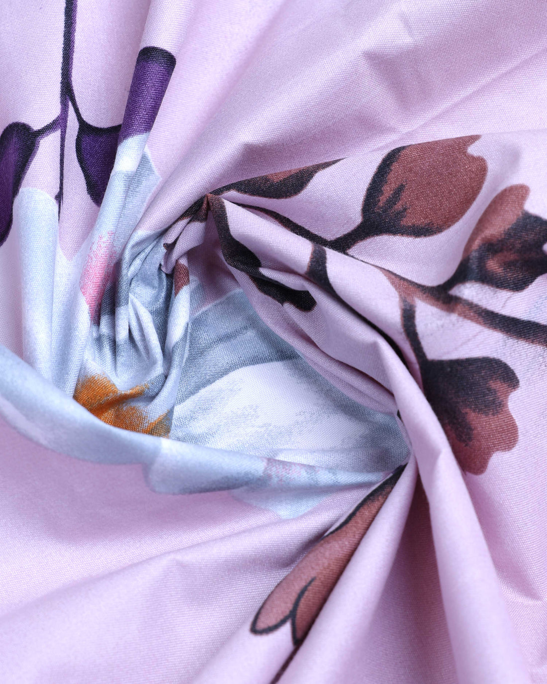 Floral Print Design Queen Size Bed Cover with Matching Pillow Cover Set - Lavender