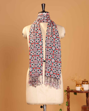 Elegant Women’s Printed Dupatta with Intricate Geometric & Floral Motif and Tassel Ends - Multi