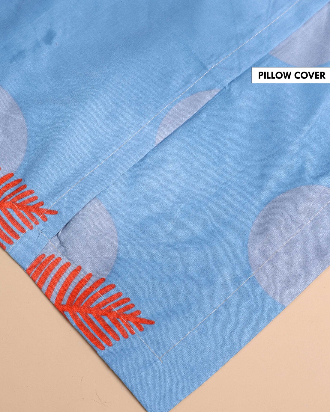 Modern Leaf Motif Design Bed Cover with Matching Pillow Cover Set - Blue