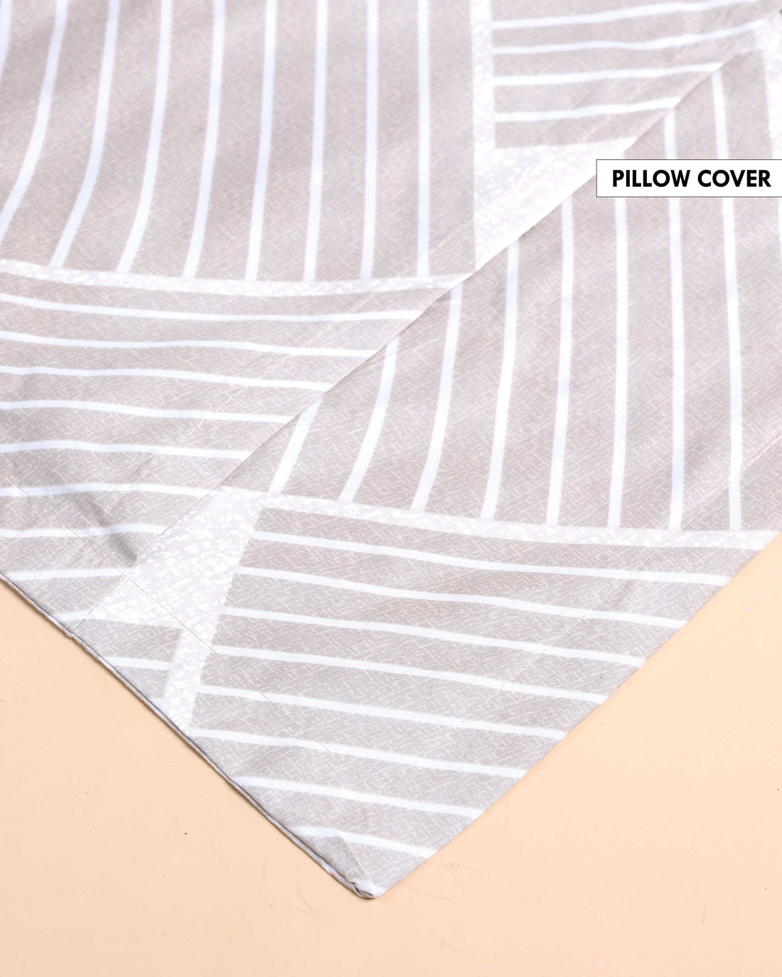 Geometric Stripe Design Bed Cover with Matching Pillow Cover Set - Brown