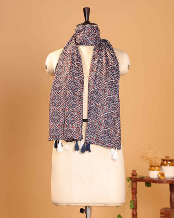 Elegant Women’s Traditional Print Dupatta with Intricate Geometric Motifs and Tassel Finish - Multi