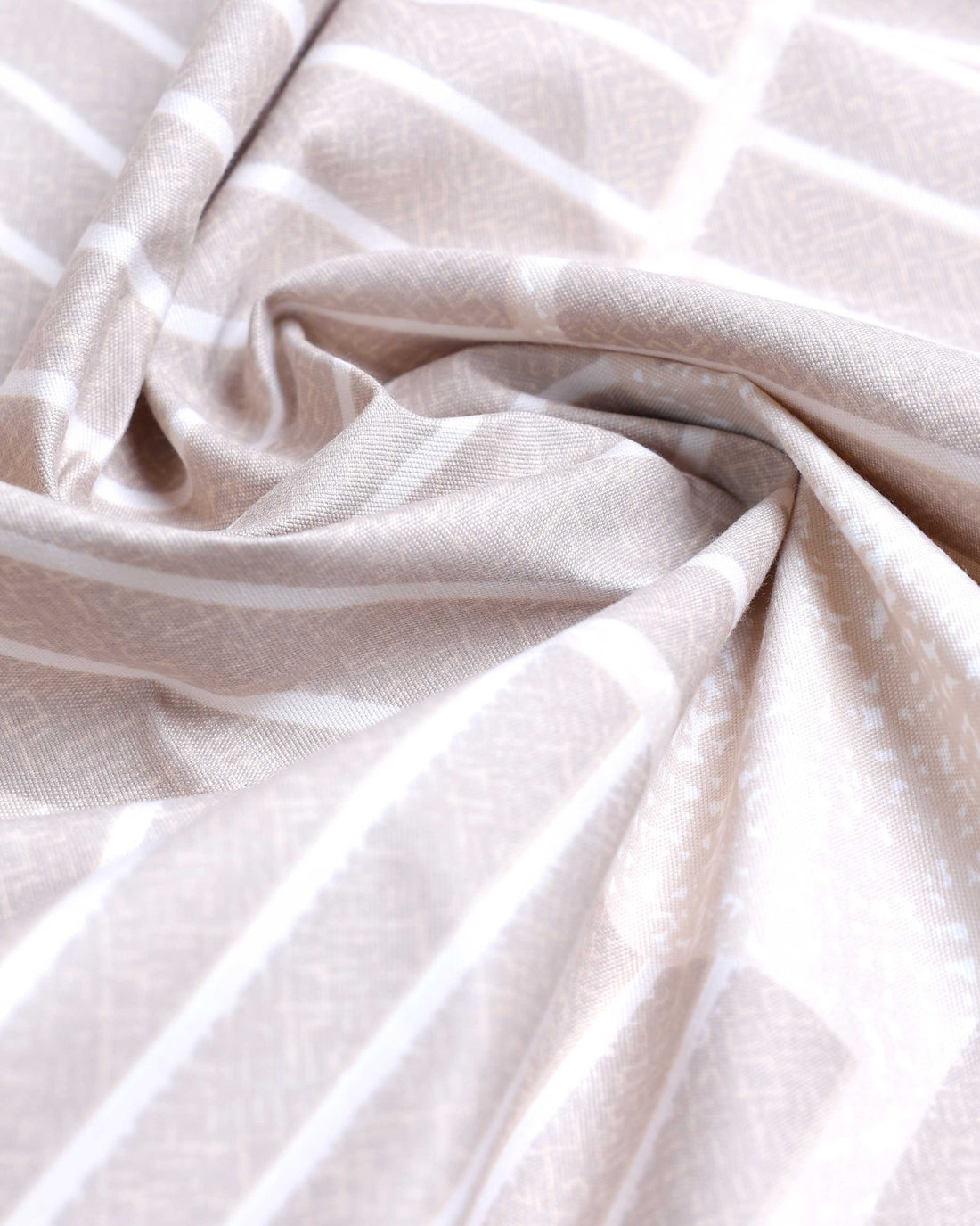 Geometric Stripe Design Queen Size Bed Cover with Matching Pillow Cover Set - Brown