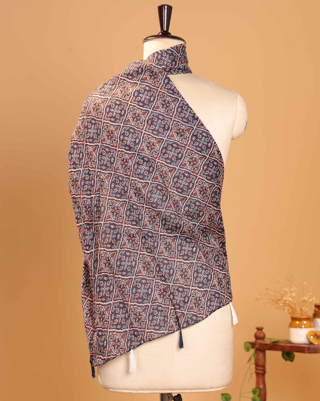 Elegant Women’s Traditional Print Dupatta with Intricate Geometric Motifs and Tassel Finish - Multi