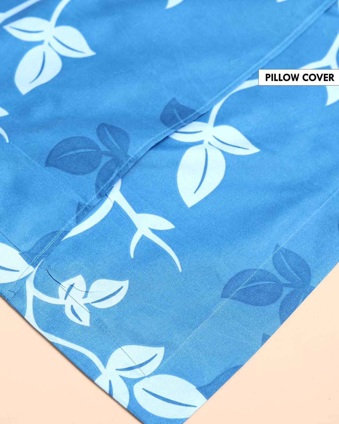 Modern Leaf Motif Print Design Bed Cover with Matching Pillow Cover Set - Blue