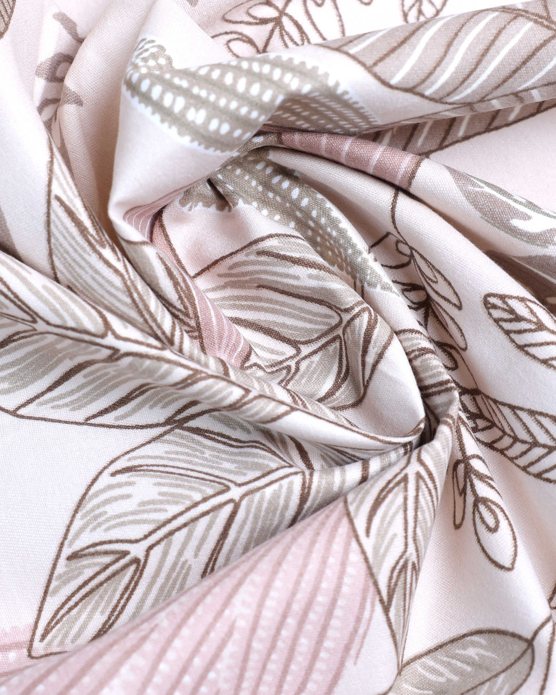 Elegant Leaf Motif Print Design Queen Size Bed Cover with Matching Pillow Cover Set - White