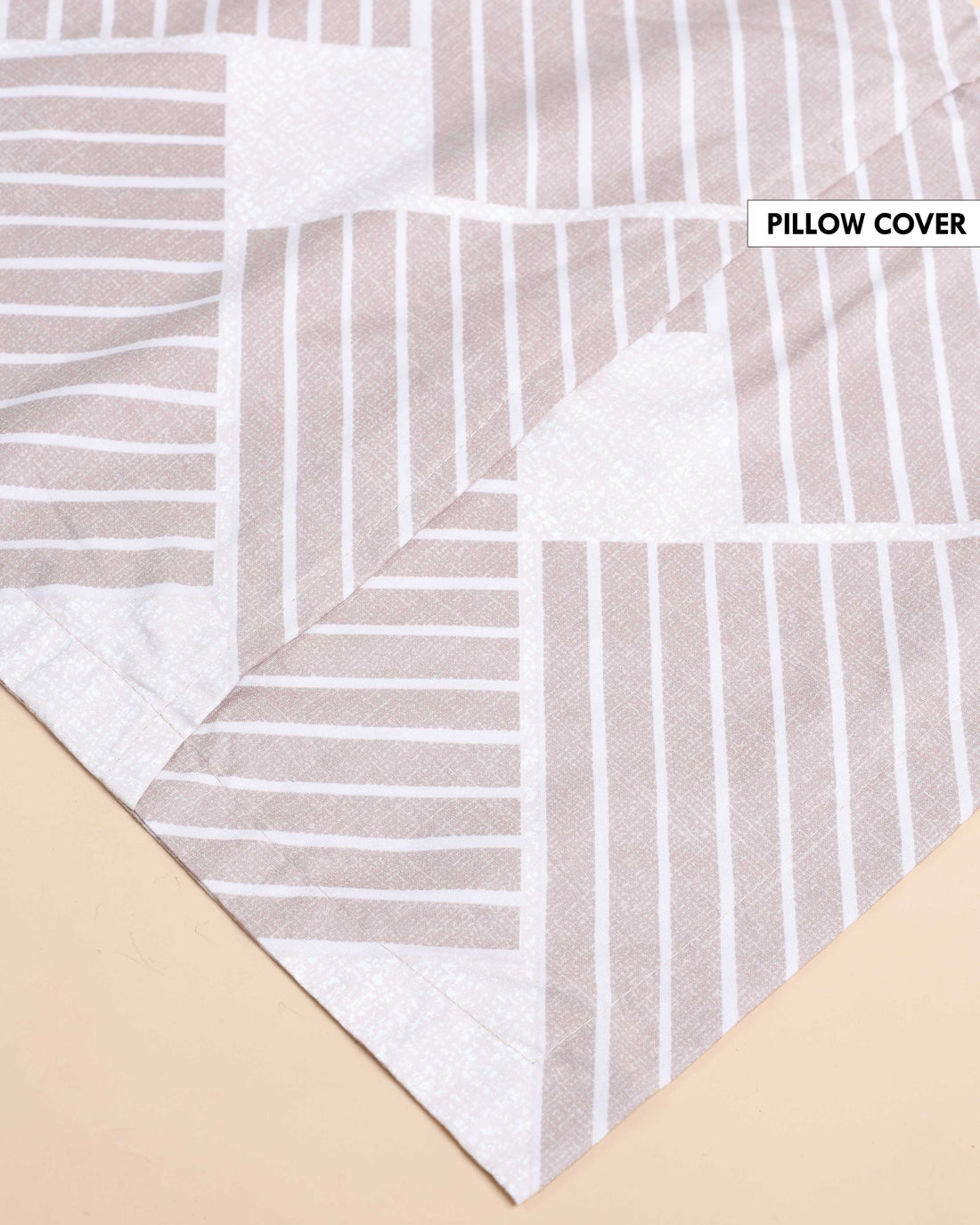 Elegant Geometric Patterned Print Design Bed Cover with Matching Pillow Cover Set - Brown