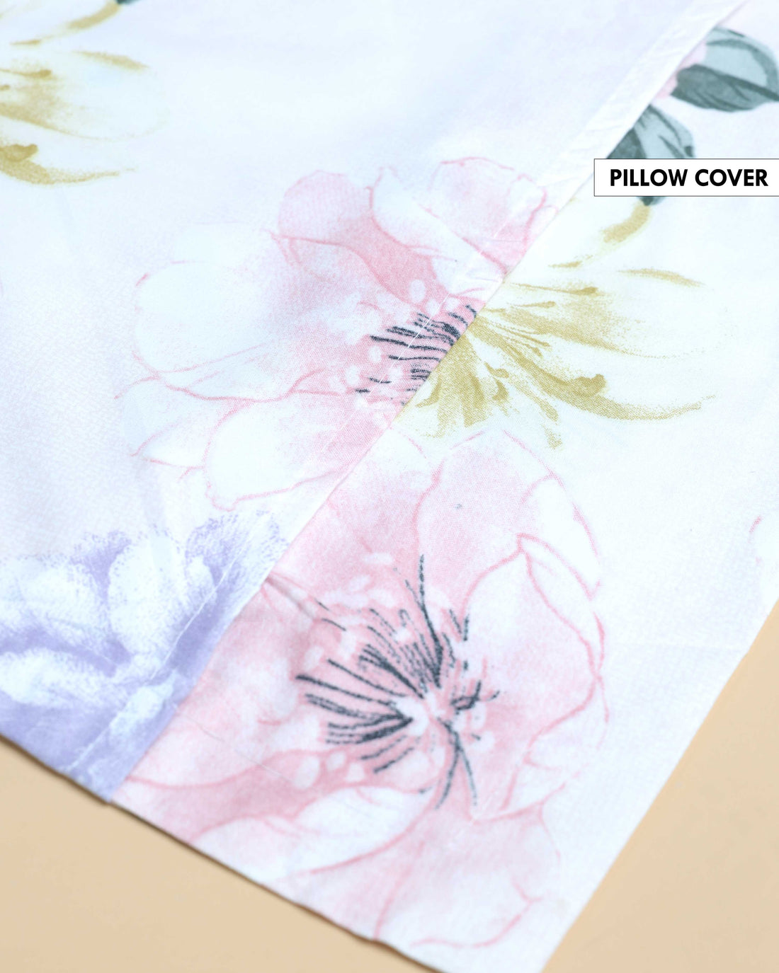 Elegant Floral Print Design Bed Cover with Matching Pillow Cover Set - White
