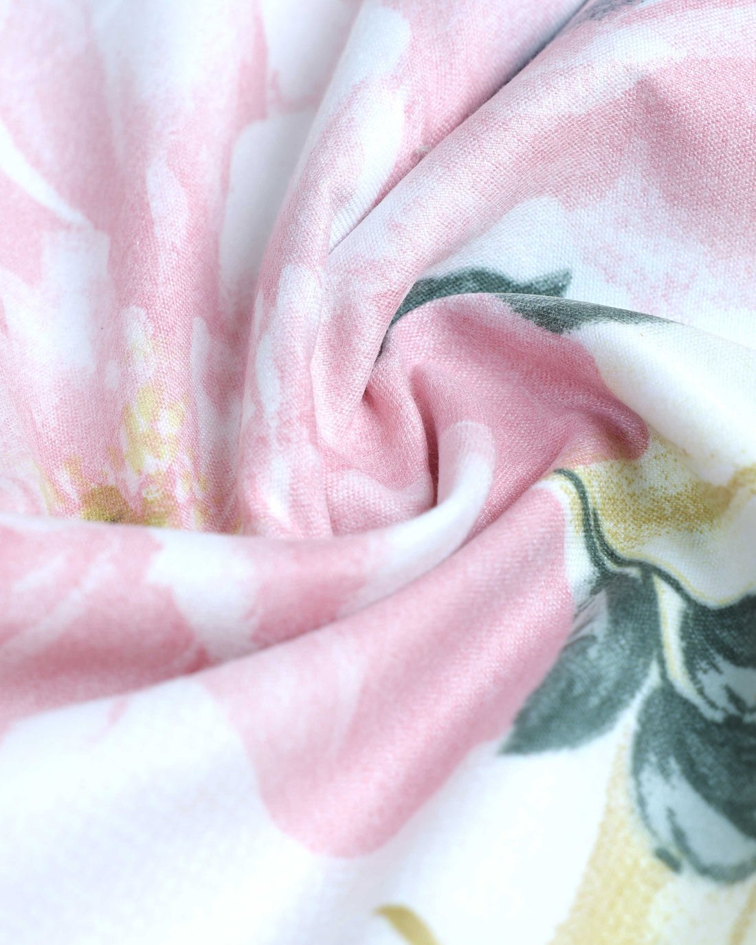 Elegant Floral Print Design Queen Size Bed Cover with Matching Pillow Cover Set - White